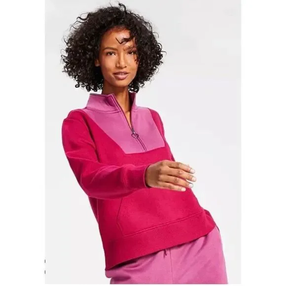 ID IDEOLOGY - 🎉HP x 3 🎉 NWT! L Sz L Colorblock 1/4 Zip Pullover in Posh Berry. - Picture 1 of 16